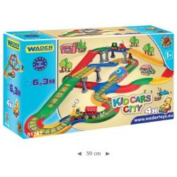 MIASTECZKO KID CARS TOR KOLEJOWY 6,3M + 4 AUTKA I TUNEL WADER 12M+