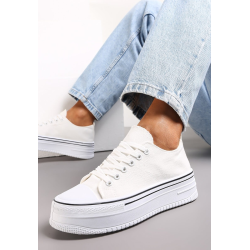 BIAŁE SZNUROWANE TRAMPKI NA GRUBEJ PODESZWIE ROZMIAR 38 II GATUNEK