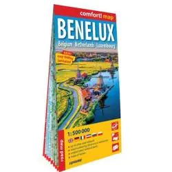 BENELUX: BELGIA, HOLANDIA, LUKSEMBURG. LAMINOWANA MAPA SAMOCHODOWA 1:500 000