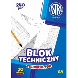 BLOK TECHNICZNY A4 BIAŁY 10 KARTEK 240G/M2 ASTRA