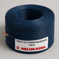 KABEL PRZEWÓD LGY H05V-K 0,5 CIEMNONIEBIESKI RAL5010 HELUKABEL -100M
