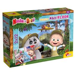 MASZA I NIEDŹWIEDŹ PUZZLE 2W1 DO UKŁADANIA I KOLOROWANIA 2 X 12 ELEMENTÓW LISCIANI 3+