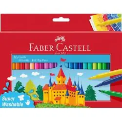 FLAMASTRY 50 KOLORÓW FABER-CASTELL ZAMEK – TUSZ WODOODPORNY I SPIERALNY