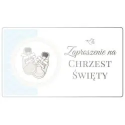 ZAPROSZENIA NA CHRZEST DLA CHŁOPCA BŁĘKITNE 10 SZT Z KOPERTĄ