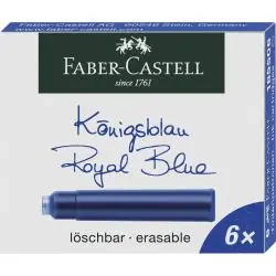 FABER-CASTELL NABOJE ATRAMENTOWE KRÓTKIE NIEBIESKIE 6 SZTUK