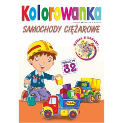 SAMOCHODY CIĘŻAROWE. KOLOROWANKA Z NAKLEJKAMI