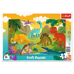 PUZZLE RAMKOWE DINOZAURY 15 ELEMENTÓW TREFL 3+