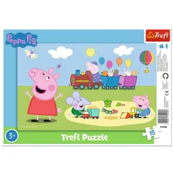 PUZZLE RAMKOWE ŚWINKA PEPPA 15 ELEMENTÓW TREFL 3+