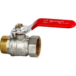 ZAWÓR KULOWY Z DŁAWIKIEM DIAMOND 3/4" PN16 DO WODY I CO MOSIĘŻNY NIKLOWANY
