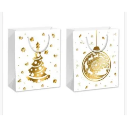 TORBA PREZENTOWA BIAŁO-ZŁOTA ŚWIĄTECZNA