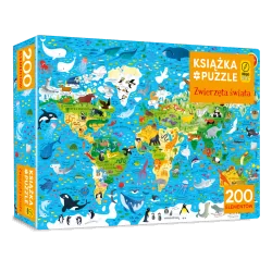 ZWIERZĘTA ŚWIATA KSIĄŻKA I PUZZLE 200 ELEMENTÓW WILGA PLAY 5+