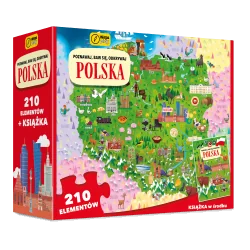 POLSKA PUZZLE EDUKACYJNE 210 ELEMENTÓW Z KSIĄŻKĄ WILGA PLAY POZNAWAJ BAW SIĘ ODKRYWAJ