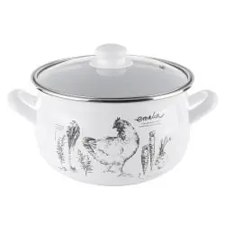 GARNEK EMALIOWANY Z POKRYWKĄ EMALIA POLSKA PLESZEW GALLINA 22 CM 5,3 L