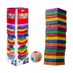DREWNIANA KOLOROWA WIEŻA GRA ZRĘCZNOŚCIOWA 3+