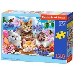 PUZZLE KOCIĘTA Z KWIATAMI 120 ELEMENTÓW CASTORLAND 6+