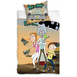 POŚCIEL RICK I MORTY 140 X 200 CM BAWEŁNIANA ŚWIECĄCA W CIEMNOŚCI