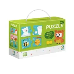 PUZZLE GDZIE ŻYJĄ ZWIERZĘTA 24 ELEMENTÓW DODO 12M+