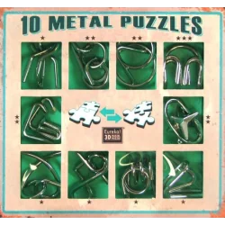 ZESTAW ŁAMIGŁÓWEK METALOWYCH 10 SZTUK ZIELONY EUREKA 7+