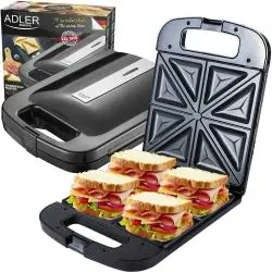 OPIEKACZ DO KANAPEK ADLER AD 3055 2000W SANDWICH MAKER NA 4 TOSTY