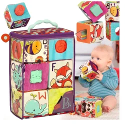 MIĘKKIE KLOCKI MATERIAŁOWE Z SORTERAMI ABC BLOCK PARTY B.TOYS 6M+