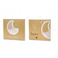 DREWNIANA KSIĘGA GOŚCI KSIĘŻYC NA CHRZEST I BABY SHOWER 38,5X30 CM