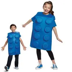 STRÓJ KARNAWAŁOWY KLOCEK BLUE BRICK NIEBIESKI DLA DZIECI 4–6 LAT