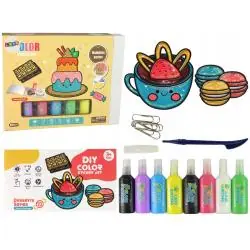 NAKLEJKI DEKORACYJNE SŁODKOŚCI Z BROKATEM – 8 KOLORÓW ZESTAW KREATYWNY LEAN TOYS 3+