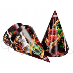 CZAPECZKI URODZINOWE LEGO NINJAGO 6 SZTUK PAPIEROWE