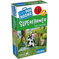 SUPERFARMER HODUJ ZWIERZĘTA GRA PODRÓŻNA PLANSZOWA GRANNA 6+