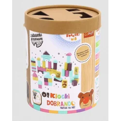 DREWNIANE KLOCKI O!KLOCKI DOBRANOC TREFLIKI NA NOC 53 ELEMENTY TREFL 18M+