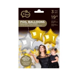 BALONY FOLIOWE GWIAZDY 3 SZTUKI GODAN