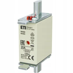 WKŁADKA TOPIKOWA ZWŁOCZNA NH000 25A 500V ETI KOMBI