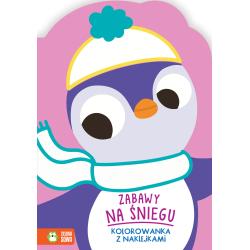 ZABAWY NA ŚNIEGU. KOLOROWANKA Z NAKLEJKAMI