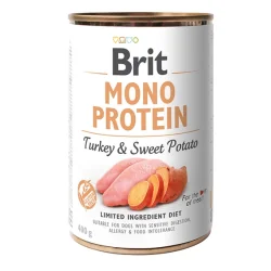 BRIT MONO PROTEIN TURKEY & SWEET POTATO 400G – MOKRA KARMA DLA PSA Z INDYKIEM I BATATEM