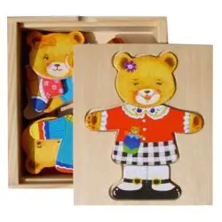 DREWNIANA UKŁADANKA EDUKACYJNA MIŚ 3+