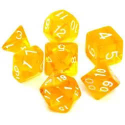 ZESTAW KOŚCI RPG KRYSZTAŁOWE ŻÓŁTE 7 KOŚCI DO GIER REBEL