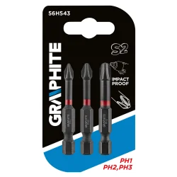 KOŃCÓWKI UDAROWE BITY PH1 PH2 PH3 50MM 3 SZTUKI GRAPHITE
