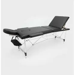 PROFESJONALNY STÓŁ DO MASAŻU CZARNY 60 CM – SKŁADANY, ZAGŁÓWEK, PODŁOKIETNIKI, TORBA