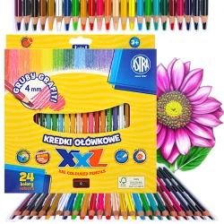 KREDKI OŁÓWKOWE HEXAGONALNE 24 KOLORY ASTRA 3+