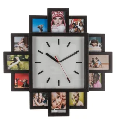 ZEGAR ŚCIENNY Z 12 RAMKAMI NA ZDJĘCIA CZARNY 38 CM DEKORACYJNY