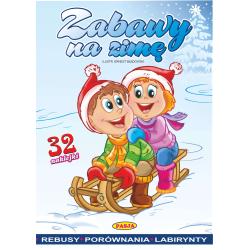 ZABAWY NA ZIMĘ. KOLOROWANKA Z NAKLEJKAMI