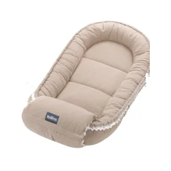 KOKON BAWEŁNIANY CUDDLY MUSLIN BEIGE Z WIELOFUNKCYJNĄ OWIJKĄ 100 X 60 X 14CM BELLOCHI