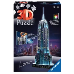 PUZZLE 3D EMPIRE STATE BUILDING NOCĄ 216 ELEMENTÓW MODEL Z OŚWIETLENIEM LED RAVENSBURGER 10+