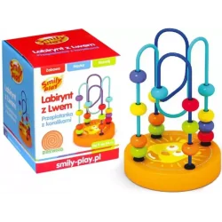 DREWNIANA ZABAWKA EDUKACYJNA LABIRYNT Z LWEM SMILY PLAY 9M+