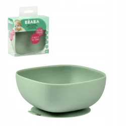 MISECZKA SILIKONOWA BEABA SAGE GREEN Z PRZYSSAWKĄ 4M+