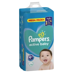 PIELUSZKI PAMPERS ACTIVE BABY ROZMIAR 4+ MAXI PLUS 10-15 KG, 120 SZT.