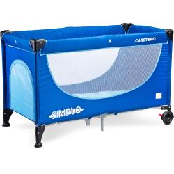 ŁÓŻECZKO TURYSTYCZNE CARETERO SIMPLO BLUE SKŁADANE, Z DRZWICZKAMI NA ZAMEK I TORBĄ TRANSPORTOWĄ