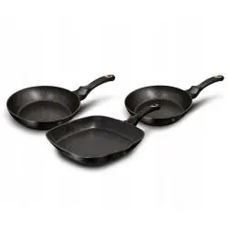 ZESTAW PATELNI BERLINGERHAUS BLACK ROSE BH-6156 GRANITOWE 3 ELEMENTY INDUKCJA