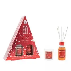 AROMATYCZNY ZESTAW CZERWONE OWOCE ŚWIECA I DYFUZOR Z PATYCZKAMI