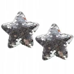 OZDOBY CHOINKOWE CEKINOWE GWIAZDKI SREBRNE 2 SZTUKI